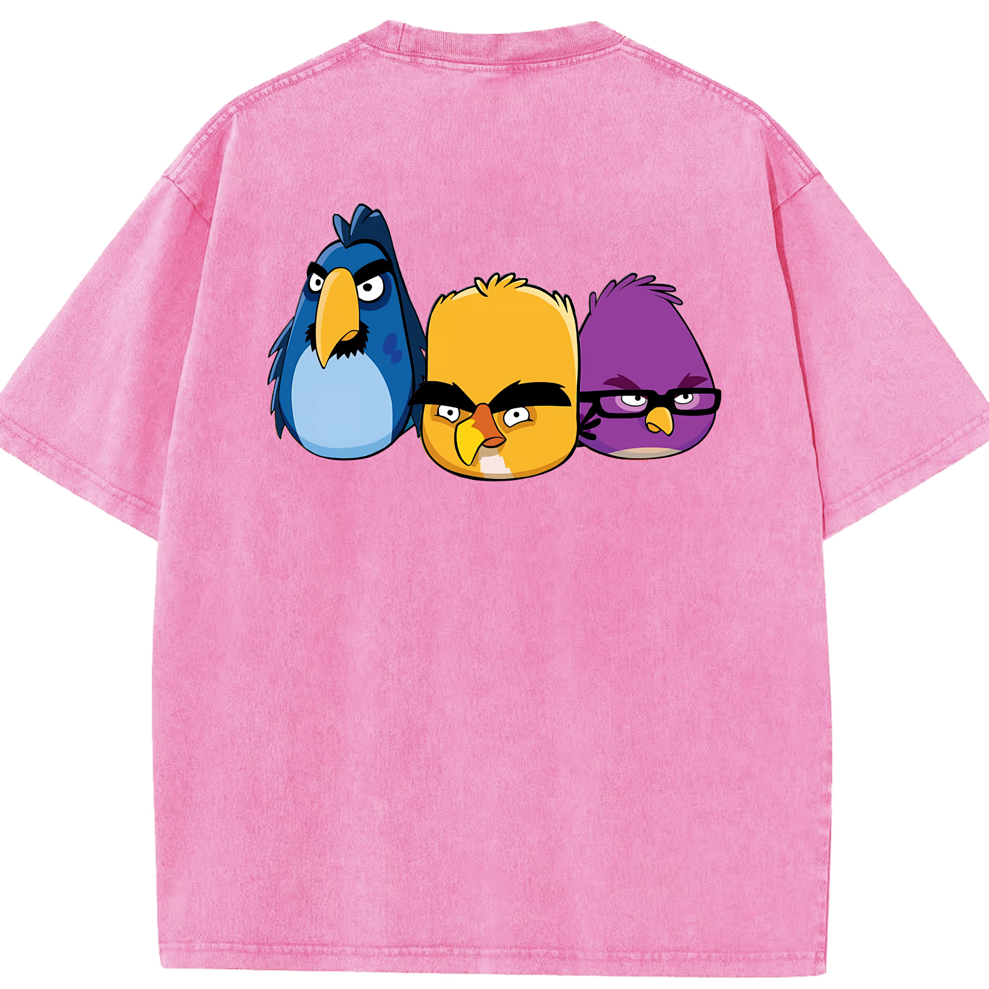 （画像用） Angry Birds アングリーバード 綿100% ヴィンテージ風 半袖Tシャツ（背面プリント）